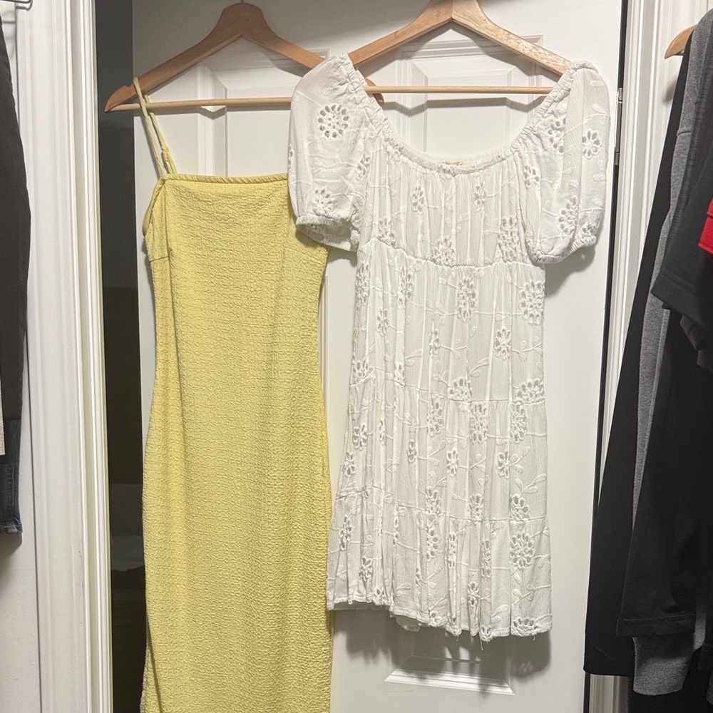 Arden B White Lace and Yellow Midi Dresses